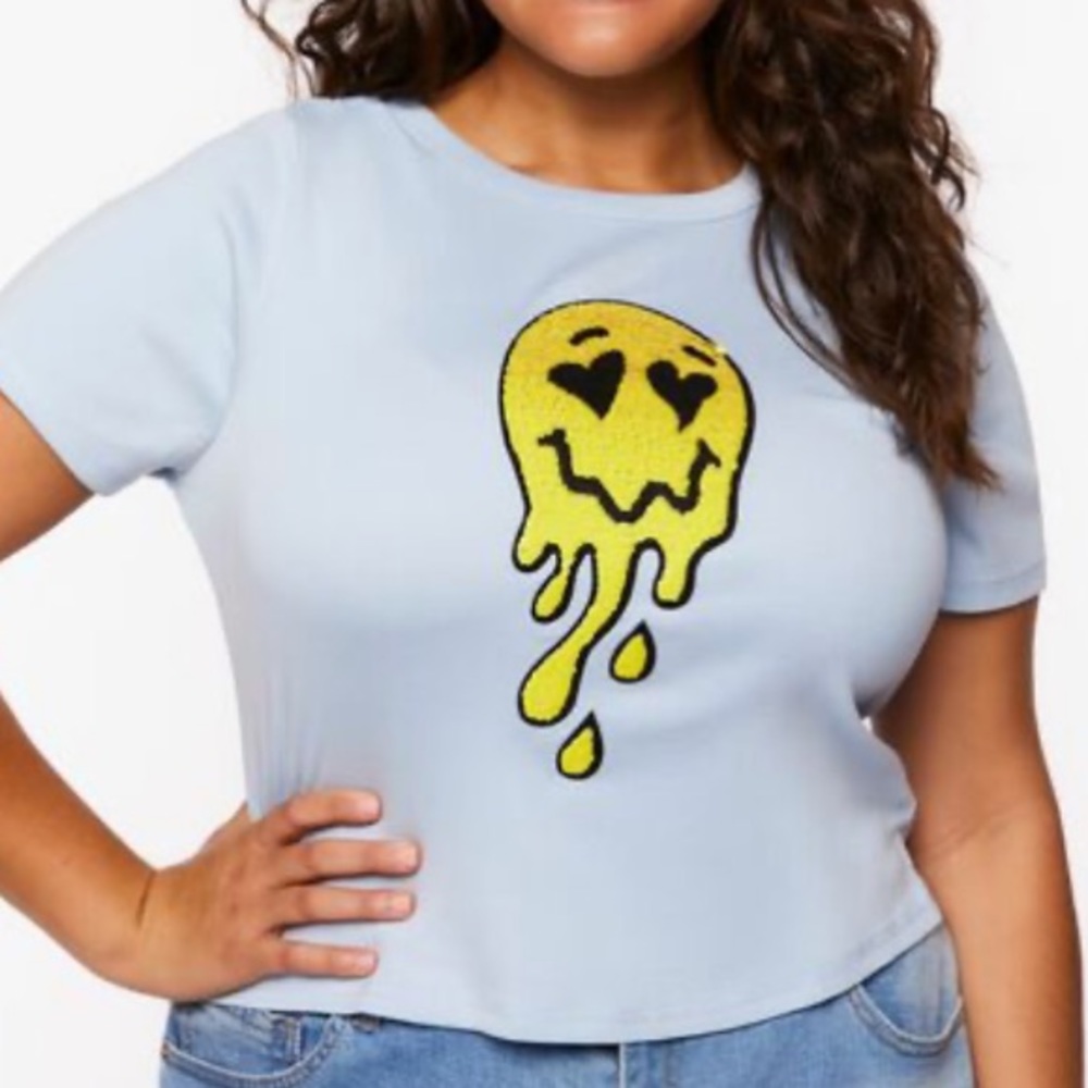 NWT Super Soft Sequined Plus Size Baby Tee